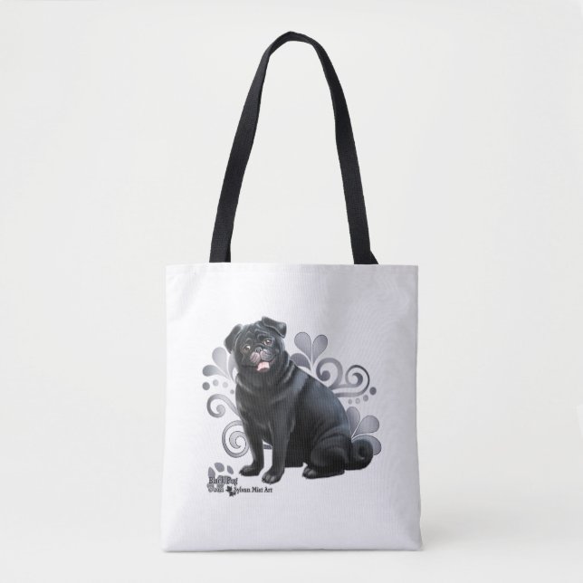 Bolso De Tela Pug negro (Anverso)