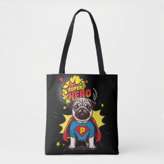 Bolso De Tela Pug Super Hero