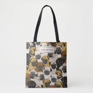 Bolso De Tela Pugs Grumpy / Perros graciosos y adorables de pug 