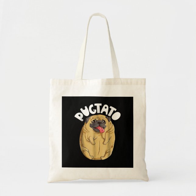 Bolso De Tela Pugtato de perro de pug (Frente)