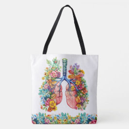 Bolso De Tela Pulmones florales - Ver hacia atrás