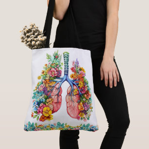 Bolso De Tela Pulmones florales - Ver hacia atrás