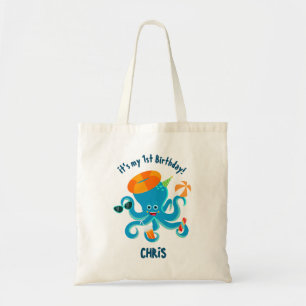 Bolso De Tela Pulpito Azul Bajo el Mar Cumpleaños Niño Fiesta de