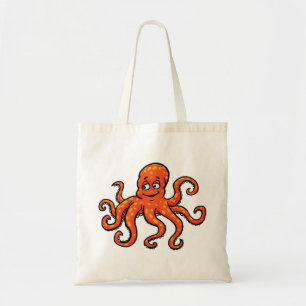 Bolso De Tela Pulpito Naranja Dibujo Animado Océano Criatura Mar