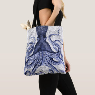 Bolso De Tela Pulpo azul