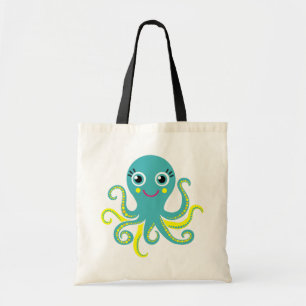 Bolso De Tela Pulpo azul y amarillo