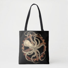 Bolso De Tela Pulpo de vapor y engranaje de relojería rusto