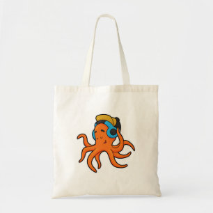Bolso De Tela Pulpo en Música con Auriculares