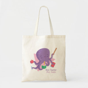 Bolso De Tela Pulpo Ocupado Lindo Mejor Profesor Personalizado