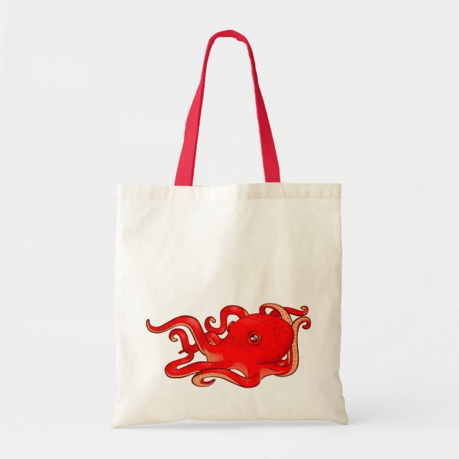 Bolso De Tela Pulpo rojo (Frente)