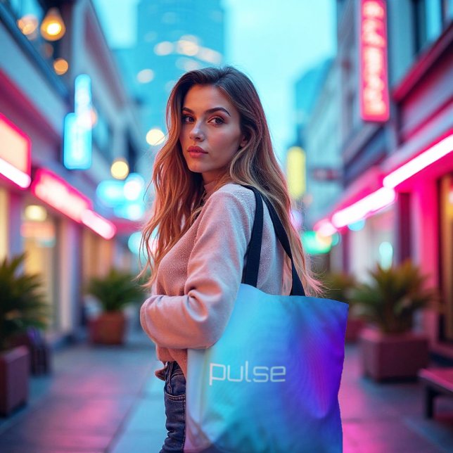 Bolso De Tela Pulso de prisma - Vibe gradiente de onda de vapor (Vaporwave Gradient Tote. Carry a pulse of retro-futuristic color & modern style.)