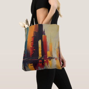 Bolso De Tela Pulso Urbano – Ciudad Abstracta en Ritmo Vertical