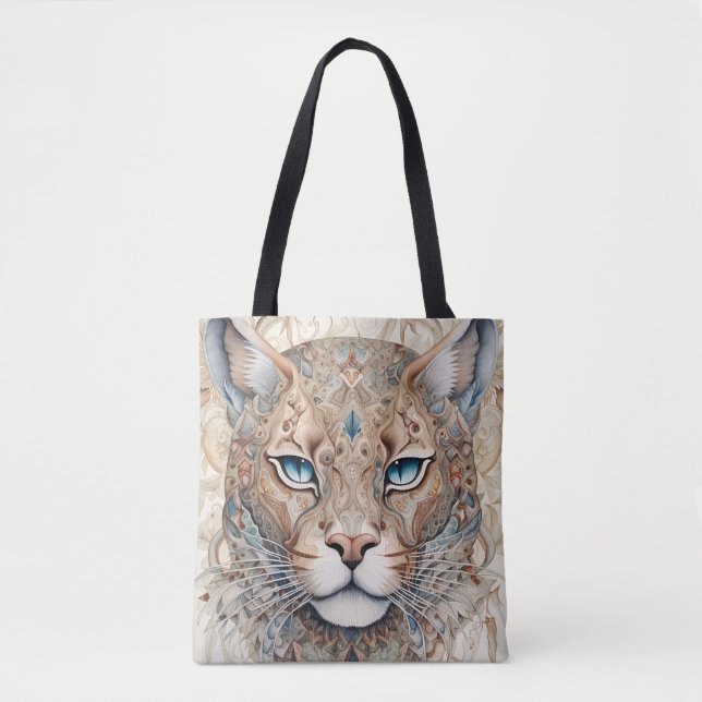 Bolso De Tela Puma Face Surreal Art (Anverso)