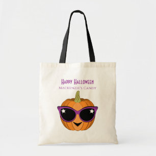 Bolso De Tela Pumpkin with Cool Retro Cat Sunglasses Halloween