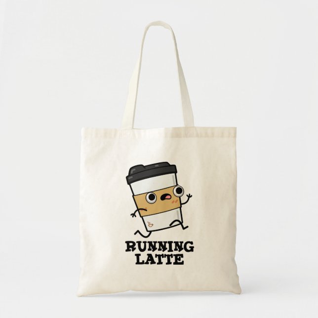 Bolso De Tela Pun de café divertido de Latte (Frente)