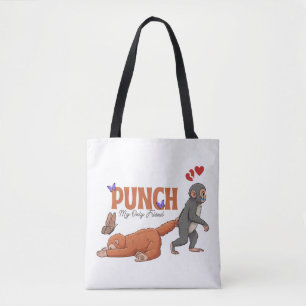 Bolso De Tela Punch‑kun & Plush Monkey – Kawaii para Niños