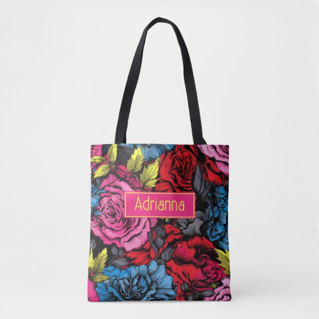 Bolso De Tela Punk audaz florece (Anverso)