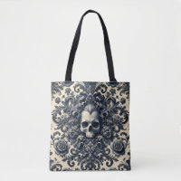 Punk barroco - Floral de Damasco con cráneo gótico