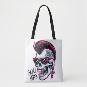 Bolso De Tela Punk Calavera Vibes. Guay Skull con gafas de sol D