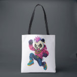 Bolso De Tela Punk Panda Power<br><div class="desc">A fierce cartoon panda with a punk hairstyle,  hoodie,  and gold chain leaps forward with rebellious street attitude and bold urban style.</div>