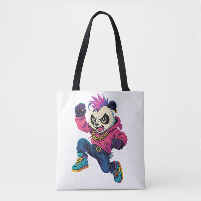 Bolso De Tela Punk Panda Power (Anverso)