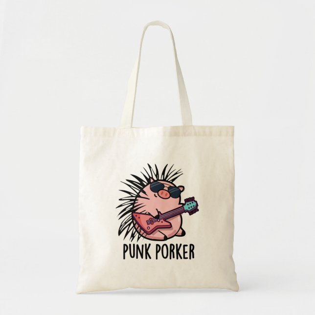 Bolso De Tela Punk Porker Funny Punk Rocker Pig Pun (Frente)