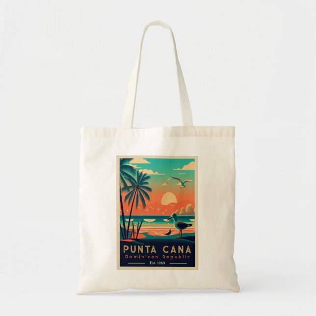 Bolso De Tela Punta Cana DR Retro Sunset Souvenirs de los años 6 (Frente)