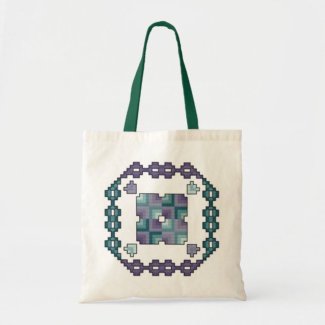 Bolso De Tela Puntada cruzada cuadrada del edredón (Frente)