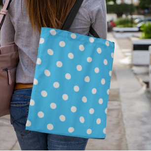 Bolso De Tela Punto de Polka Azul