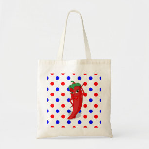 Bolso De Tela Punto de Polka Azul Rojo Caliente Pepper Diva