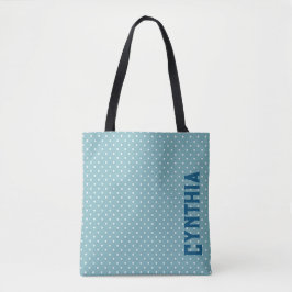 Bolso De Tela Punto de polka azul y blanco personalizado