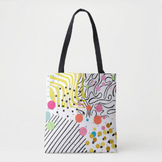 Bolso De Tela Punto de Polka de arte abstracto retro colorido