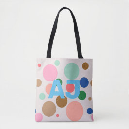 Bolso De Tela Punto de polka monograma moderno