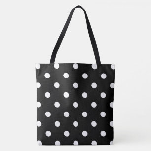 Bolso De Tela Punto de polka negro