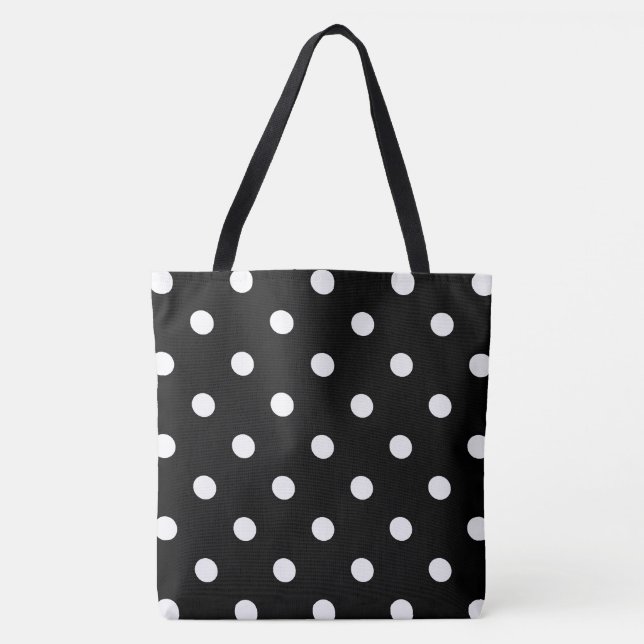 Bolso De Tela Punto de polka negro (Anverso)