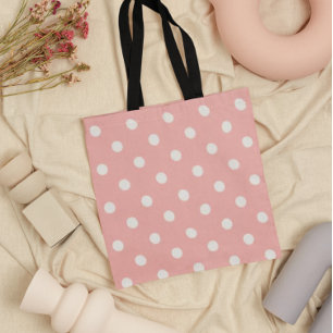 Bolso De Tela Punto de Polka Rosa