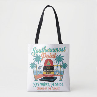 Bolso De Tela Punto más meridional Key West Ambiente Retro Tropi