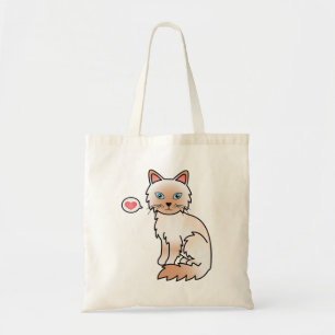 Bolso De Tela Punto Rojo Gato Birmano / Ragdoll Amor