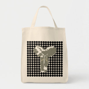 Bolso De Tela Punto Safari negro con elefante de arte pop