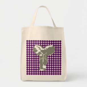 Bolso De Tela Punto safari violeta africano con elefante de arte