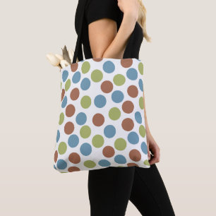 Bolso De Tela Puntos azules, verdes y marrones