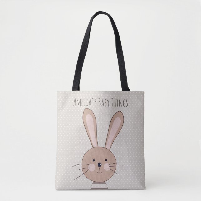 Bolso De Tela Puntos beige del conejito lindo de Brown (Anverso)