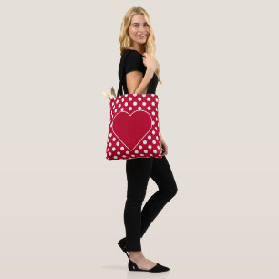 Bolso De Tela Puntos blancos rojos + polka