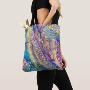 Bolso De Tela Puntos coloridos de tinta de alcohol líquido abstr