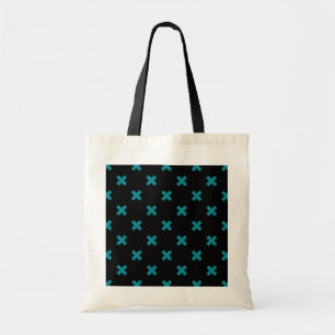 Bolso De Tela puntos cruzados verde azulados sobre negro