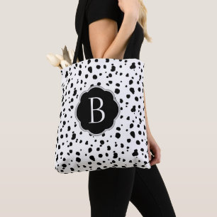 Bolso De Tela Puntos dálmatas negros y blancos modernos