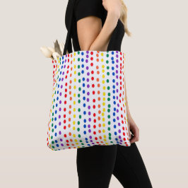 Bolso De Tela Puntos de golosinas arcoiris sobre blanco