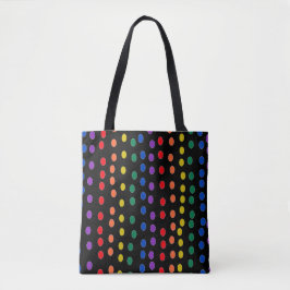Bolso De Tela Puntos de golosinas arcoiris sobre negro