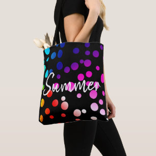 Bolso De Tela Puntos de neón con texto de verano