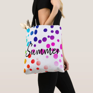 Bolso De Tela Puntos de neón con texto de verano
